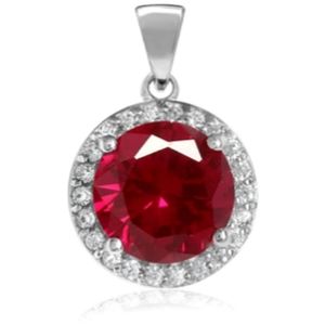 Beautiful 9mm Round Simulated Red Ruby Pendant